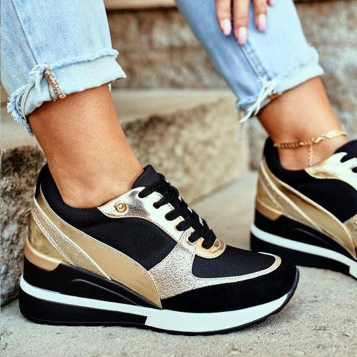 Colorblock Sneakers with Lace-Up Closure for Women