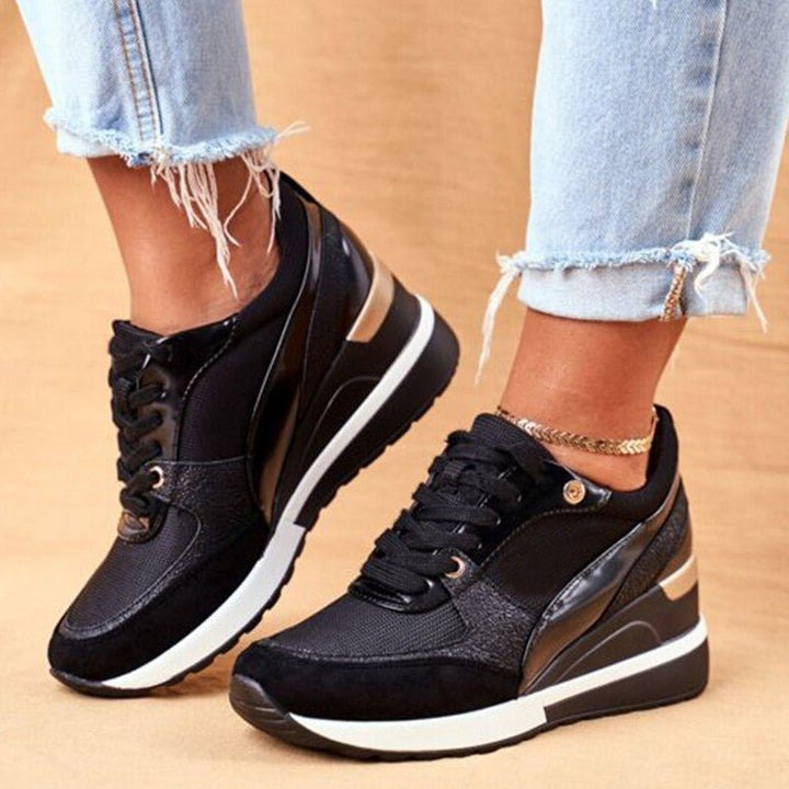 Colorblock Sneakers with Lace-Up Closure for Women