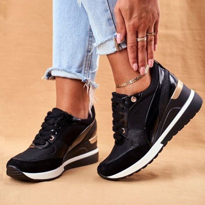 Colorblock Sneakers with Lace-Up Closure for Women