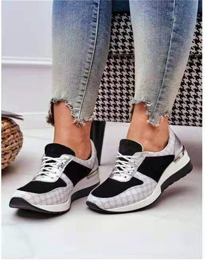 Colorblock Sneakers with Lace-Up Closure for Women