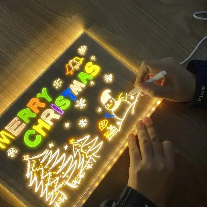 LED Dry Erase Note Board with Light Up Writing Surface and Folding Stand Smart White