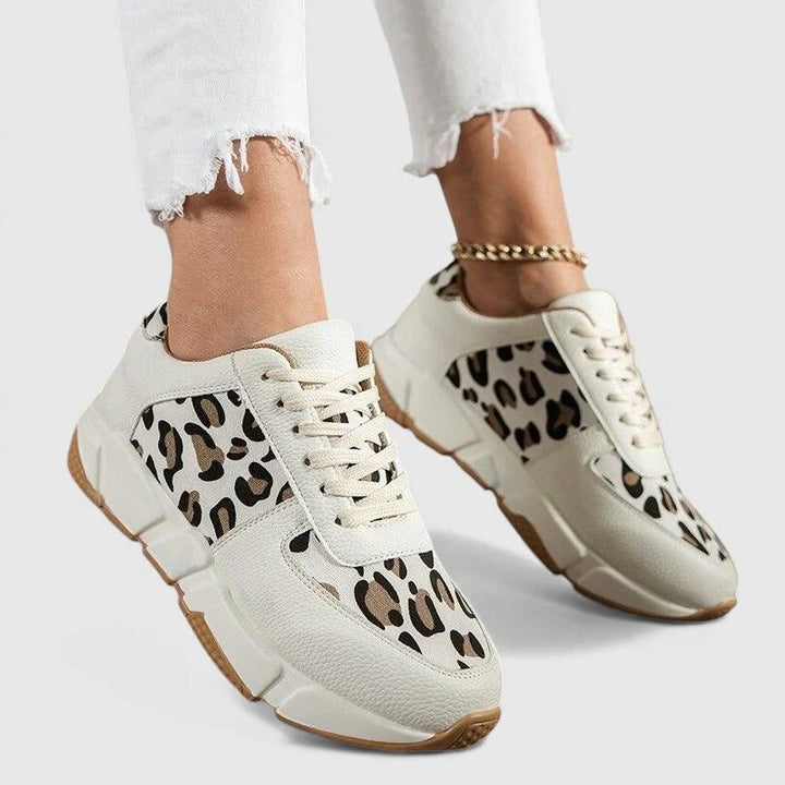 Leopard Print Chunky Lace-Up Sneakers for Women