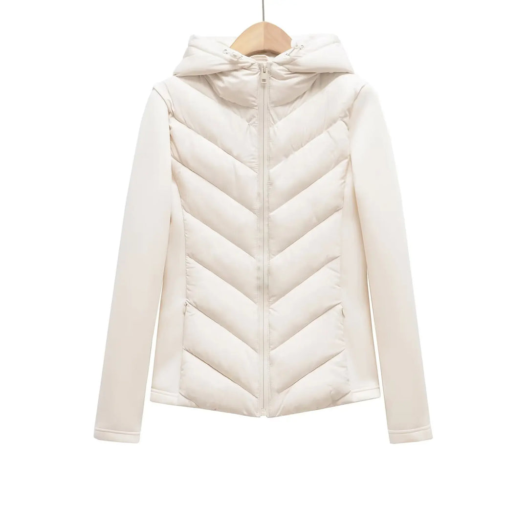 Women's Lightweight Padded Winter Jacket with Hood and Concealed Pockets