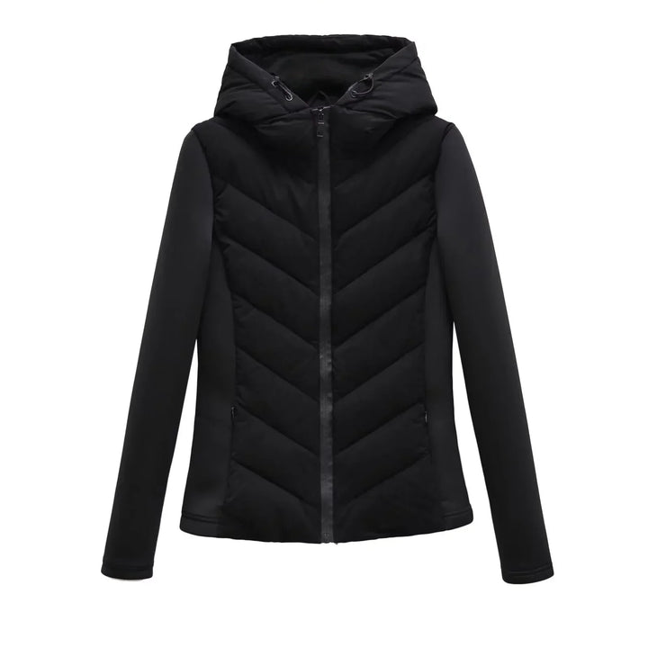 Women's Lightweight Padded Winter Jacket with Hood and Concealed Pockets