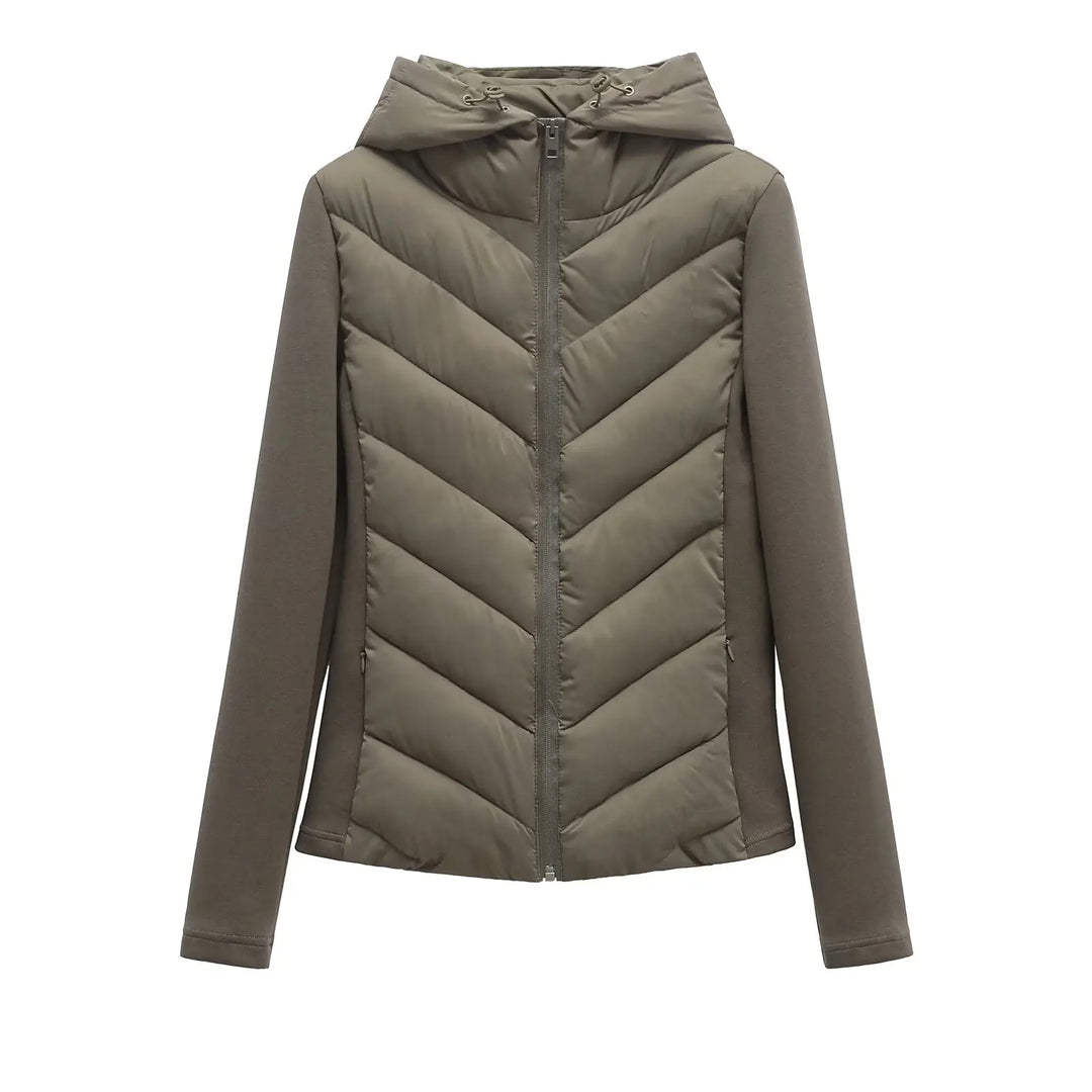 Women's Lightweight Padded Winter Jacket with Hood and Concealed Pockets