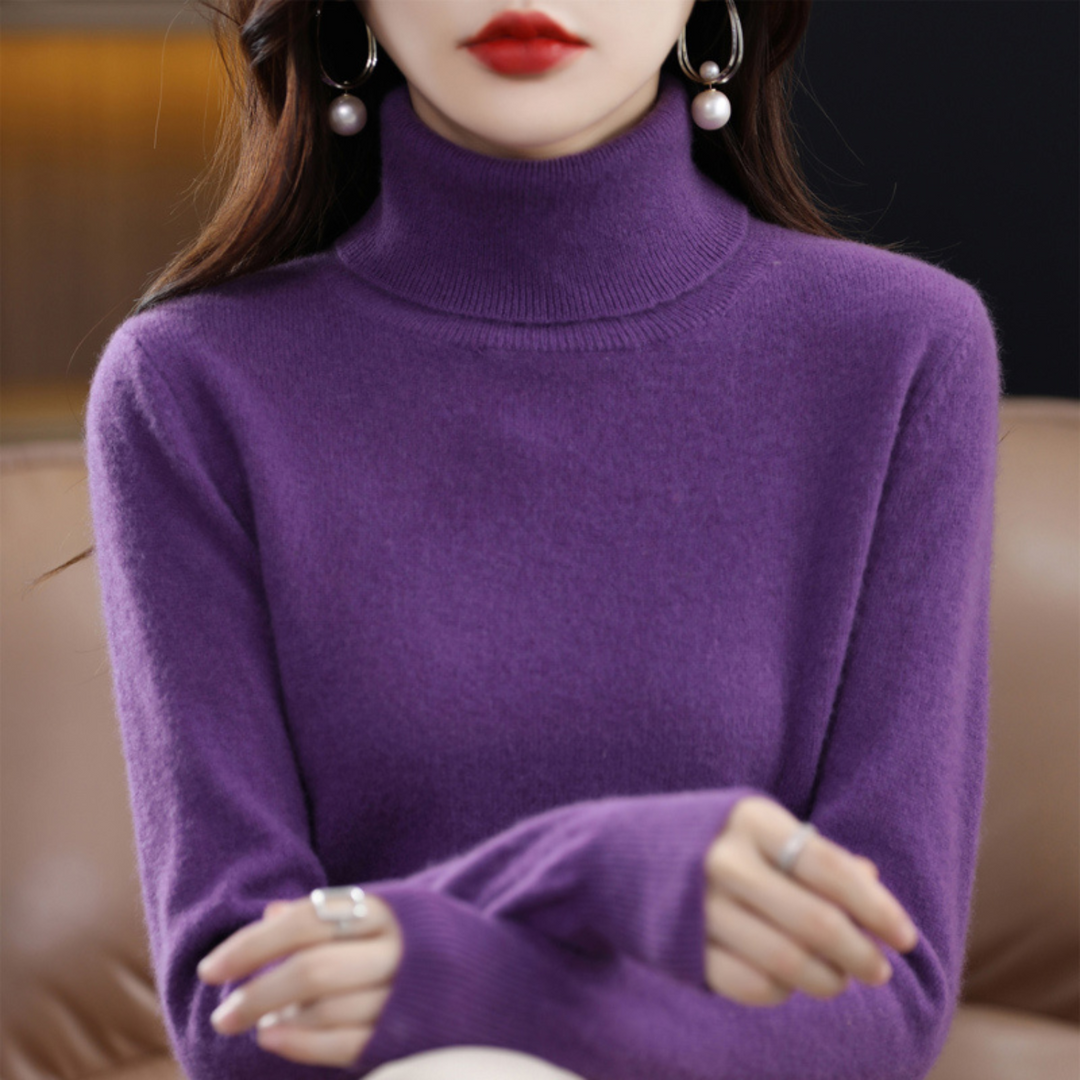 Women's 100% Cashmere Roll-Neck Jumper – Soft Regular Fit Pullover
