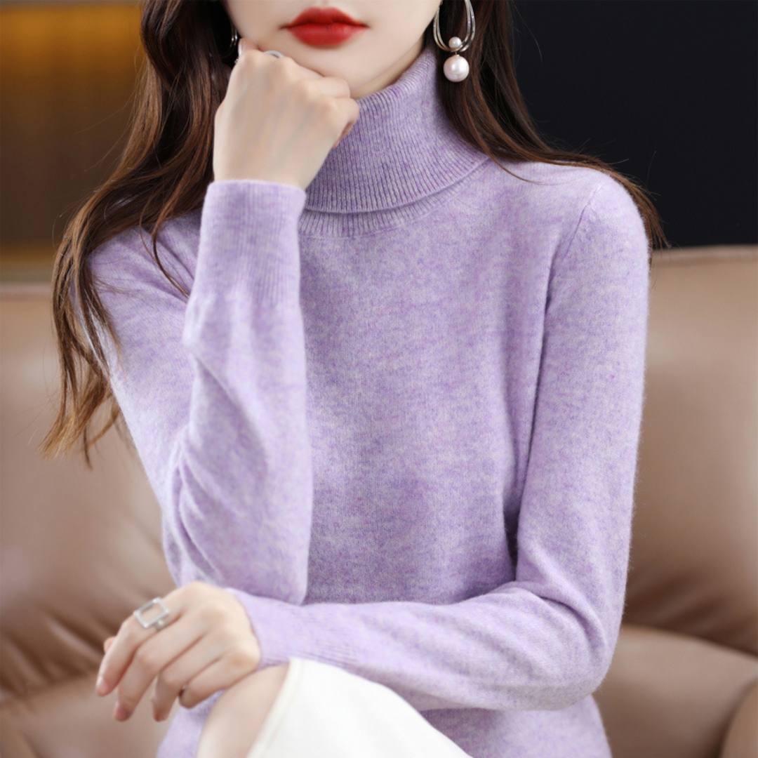 Women's 100% Cashmere Roll-Neck Jumper – Soft Regular Fit Pullover