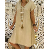 Evelyn | Linen V-Neck A-Line Mini Dress Short Sleeve Summer