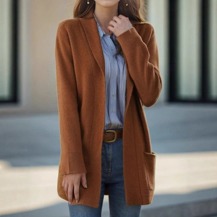 Long Knit Cashmere Cardigan with Pockets for Women