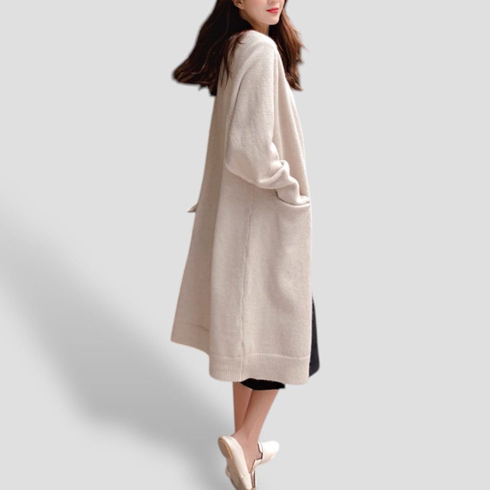 Cashmere Long Open Front Cardigan for Women