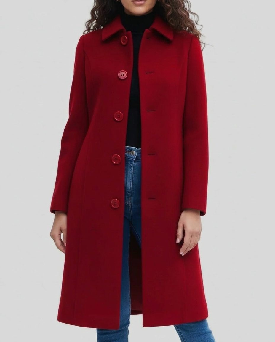 Long Single-Breasted Trench Coat with Collar for Women