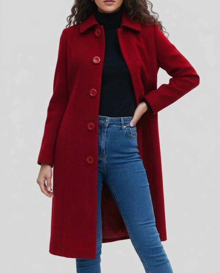 Long Single-Breasted Trench Coat with Collar for Women