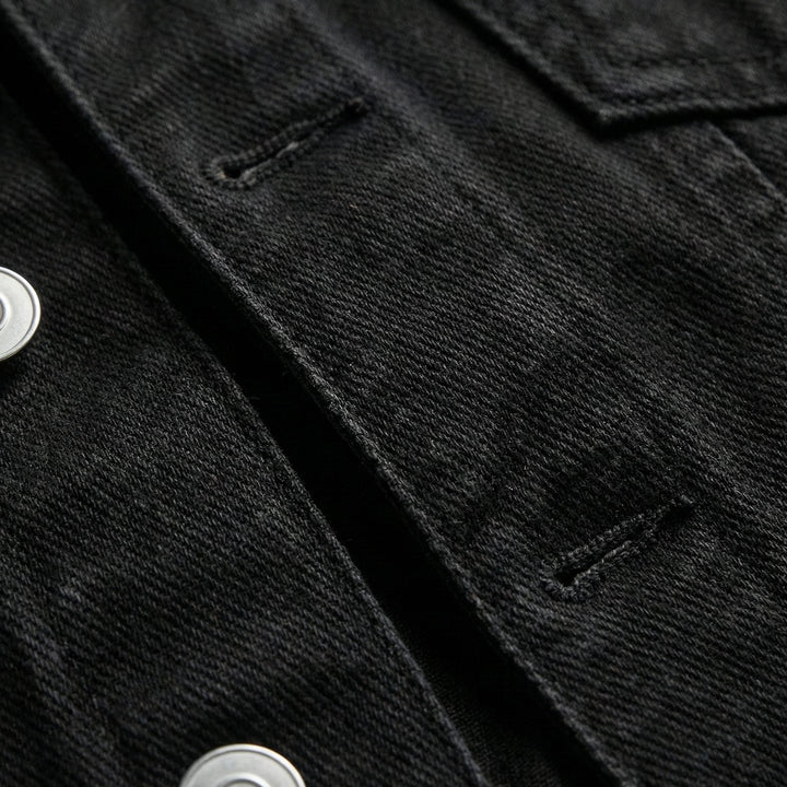 Button-Down Denim Jacket with Lapel Collar and Long Sleeves for Women