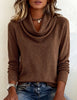 Cowl Neck Knit Sweater with Long Sleeves for Women