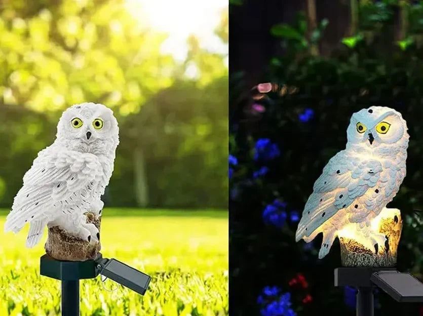 Solar owl garden light with warm white LED, waterproof IP65, 45 cm