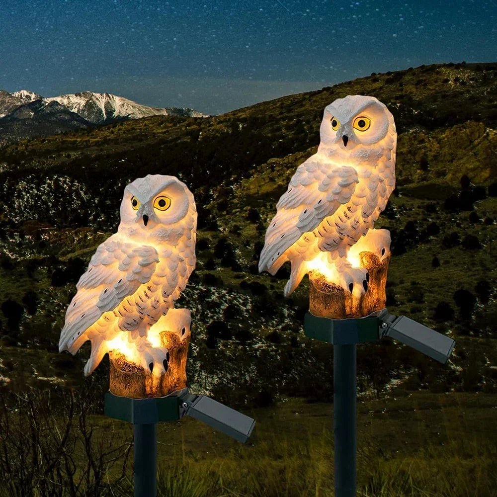 Solar owl garden light with warm white LED, waterproof IP65, 45 cm