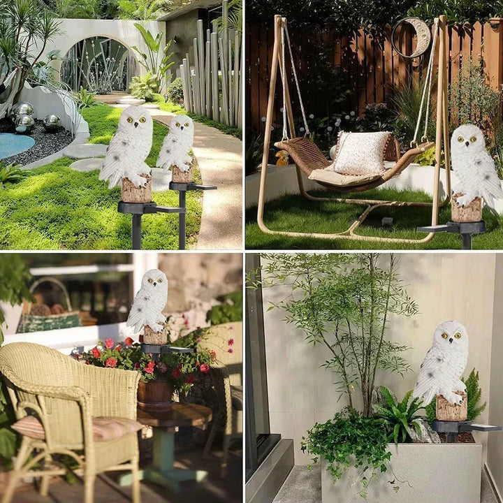 Solar owl garden light with warm white LED, waterproof IP65, 45 cm