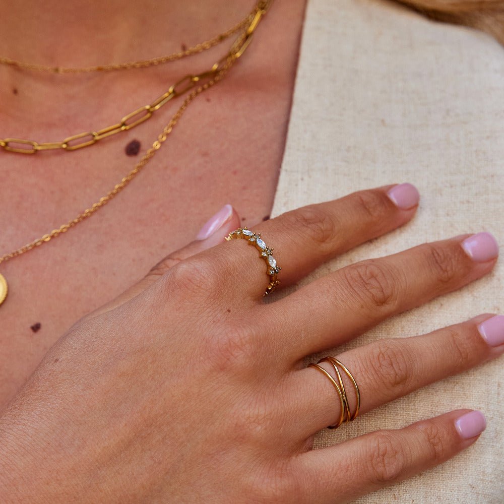 Luxe Crystal Gold Ring