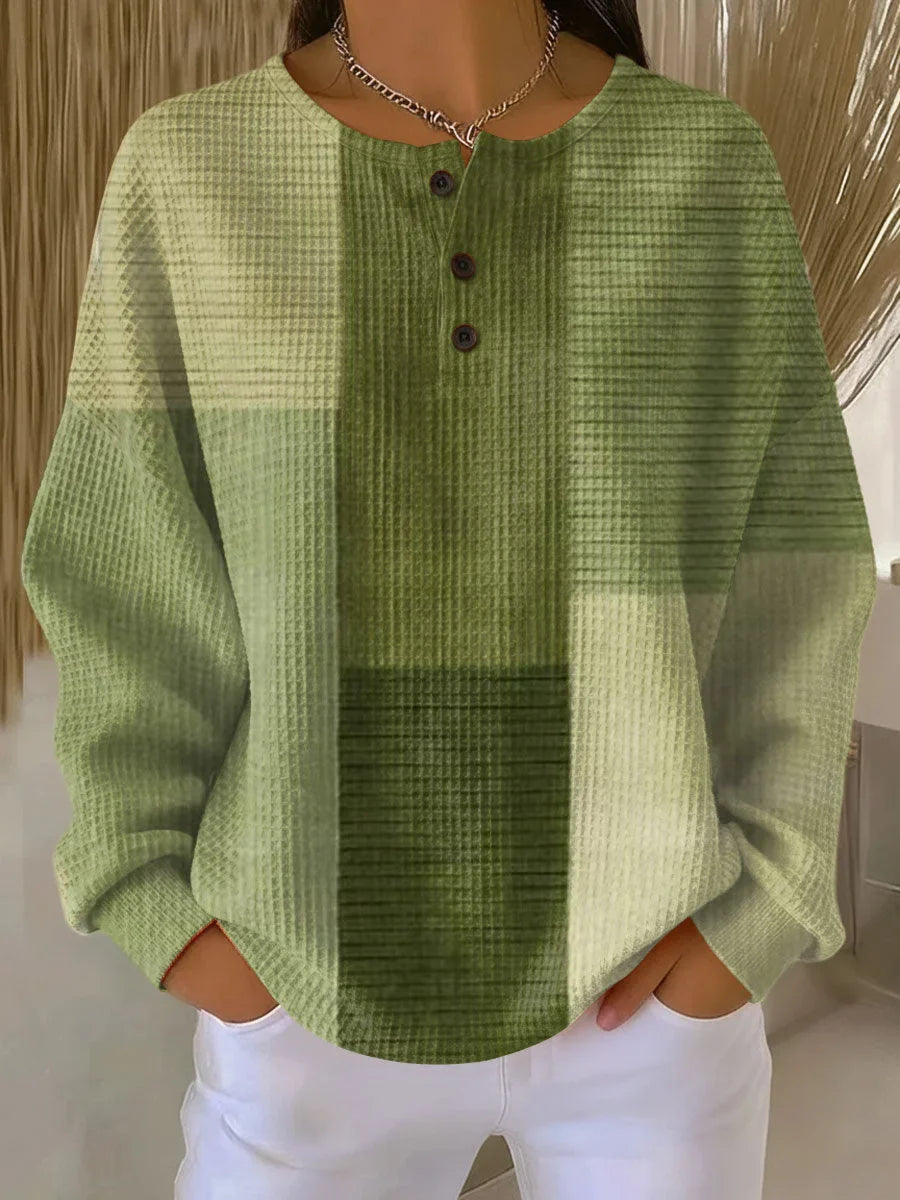 Colorblock Waffle-Knit Henley Top