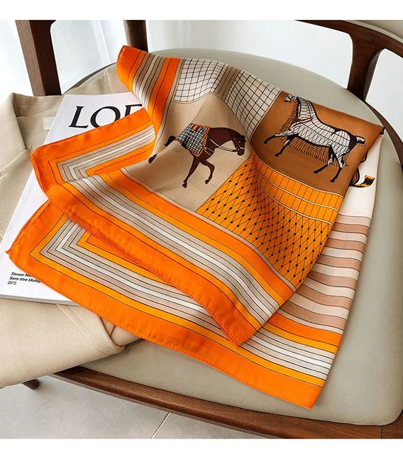 Silk Scarf - Luxury Satin Accessory | Striped Pattern