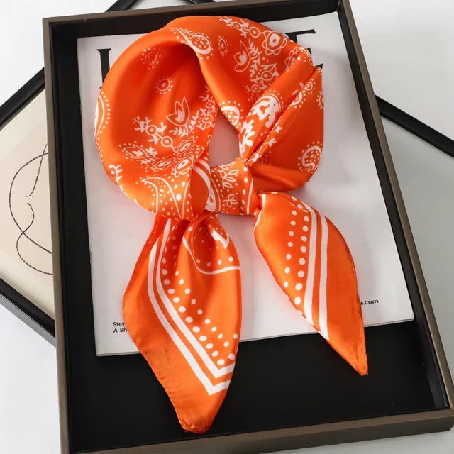 Silk Scarf - Luxury Satin Accessory | Striped Pattern