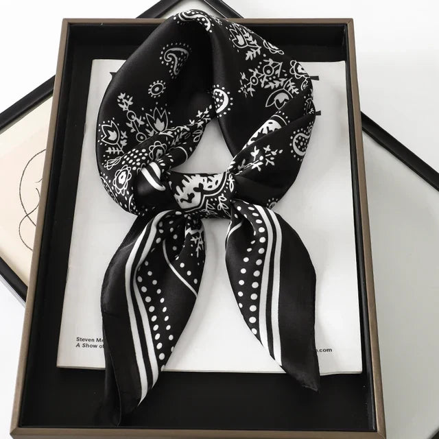 Silk Scarf - Luxury Satin Accessory | Striped Pattern