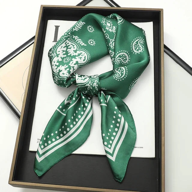 Silk Scarf - Luxury Satin Accessory | Striped Pattern