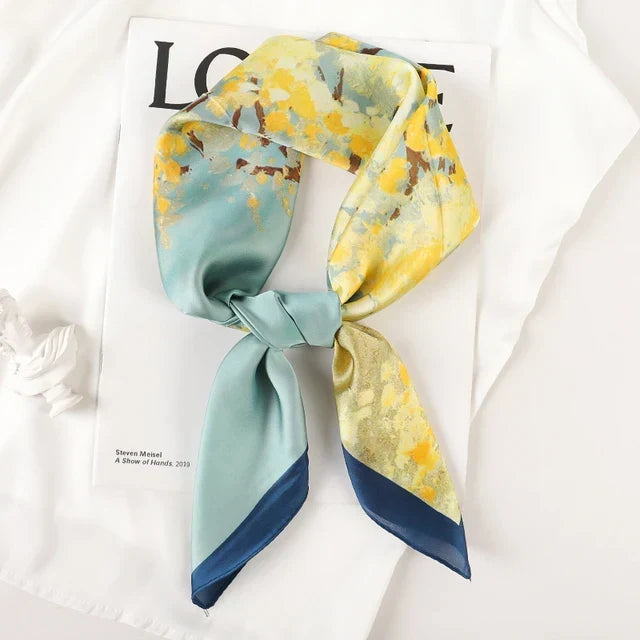 Silk Scarf - Luxury Satin Accessory | Striped Pattern