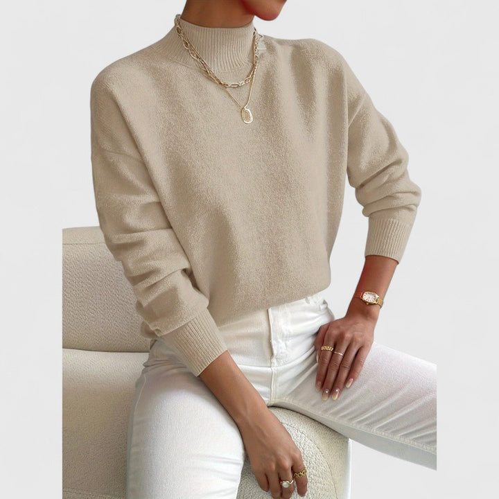 Women's classic polo-neck sweater in soft, breathable cotton