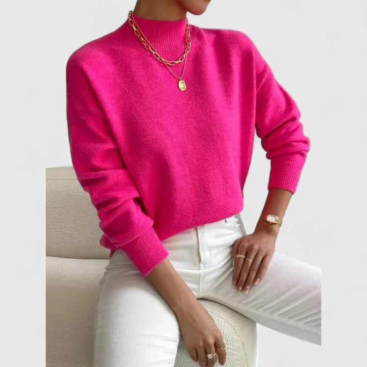 Women's classic polo-neck sweater in soft, breathable cotton