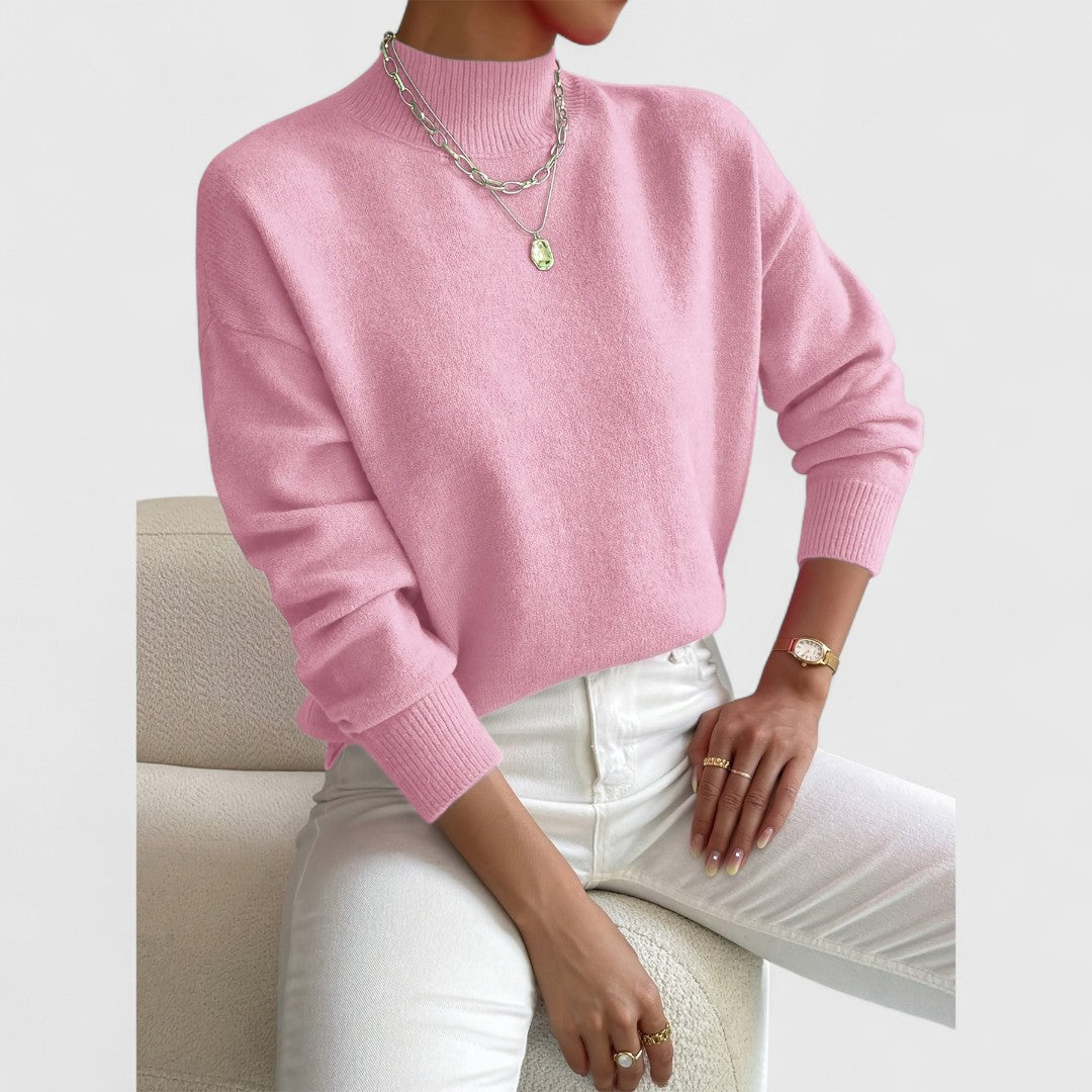 Women's classic polo-neck sweater in soft, breathable cotton