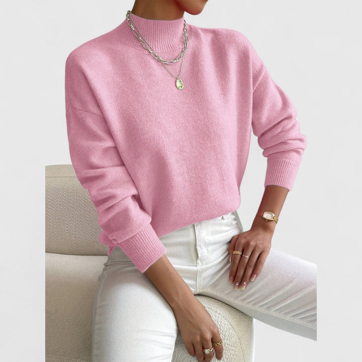 Women's classic polo-neck sweater in soft, breathable cotton