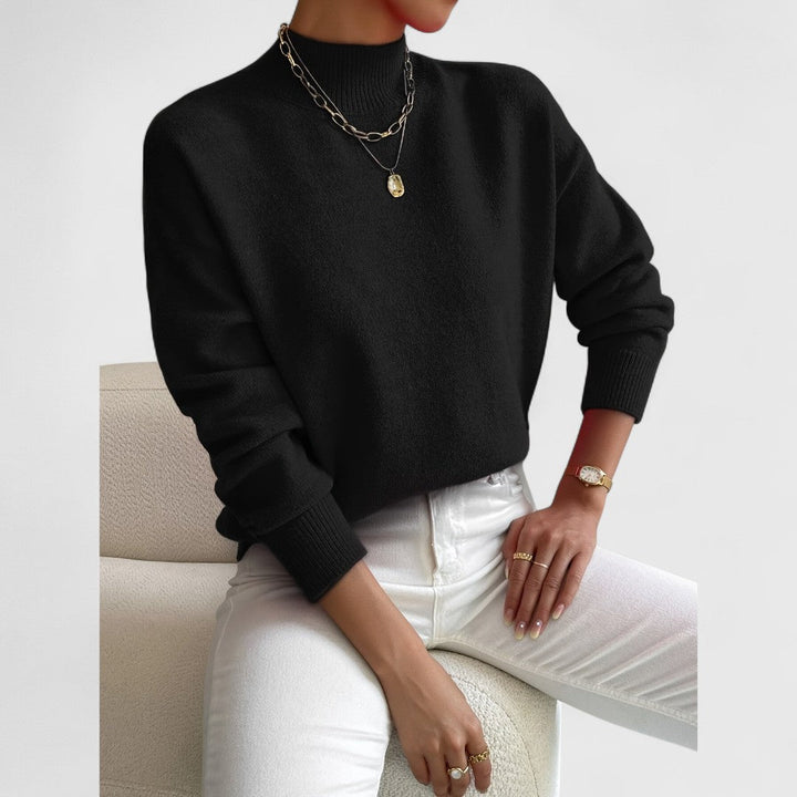 Women's classic polo-neck sweater in soft, breathable cotton