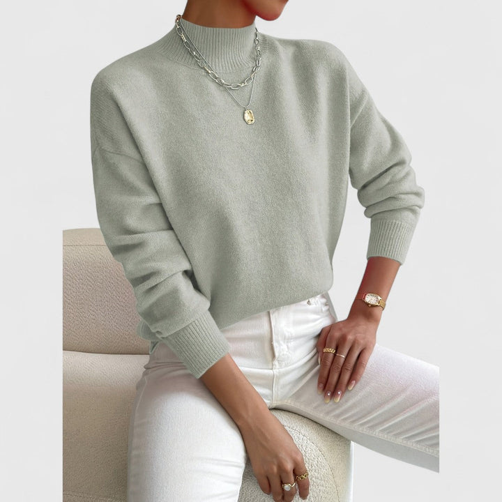 Women's classic polo-neck sweater in soft, breathable cotton