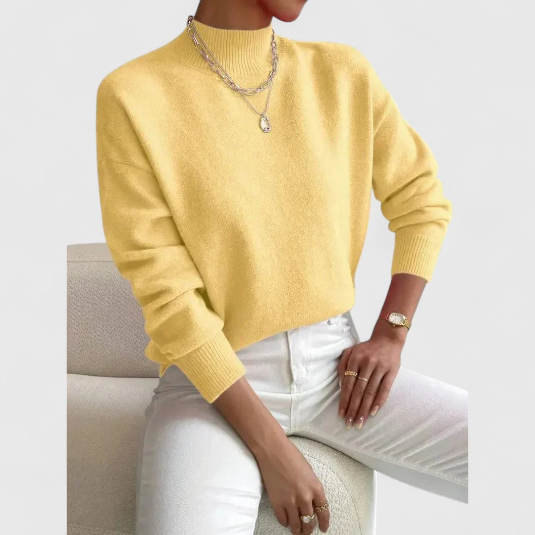 Women's classic polo-neck sweater in soft, breathable cotton