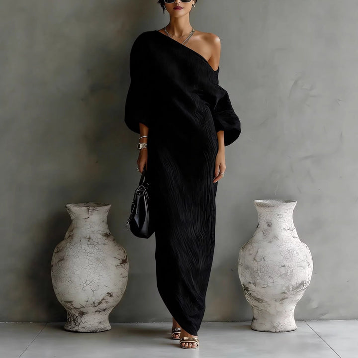Charlotte | Maxi Dress Off Shoulder Lantern Sleeve Linen Blend Loose