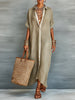 Harper | Maxi Shirt Dress Linen Blend Short Sleeve Minimalist