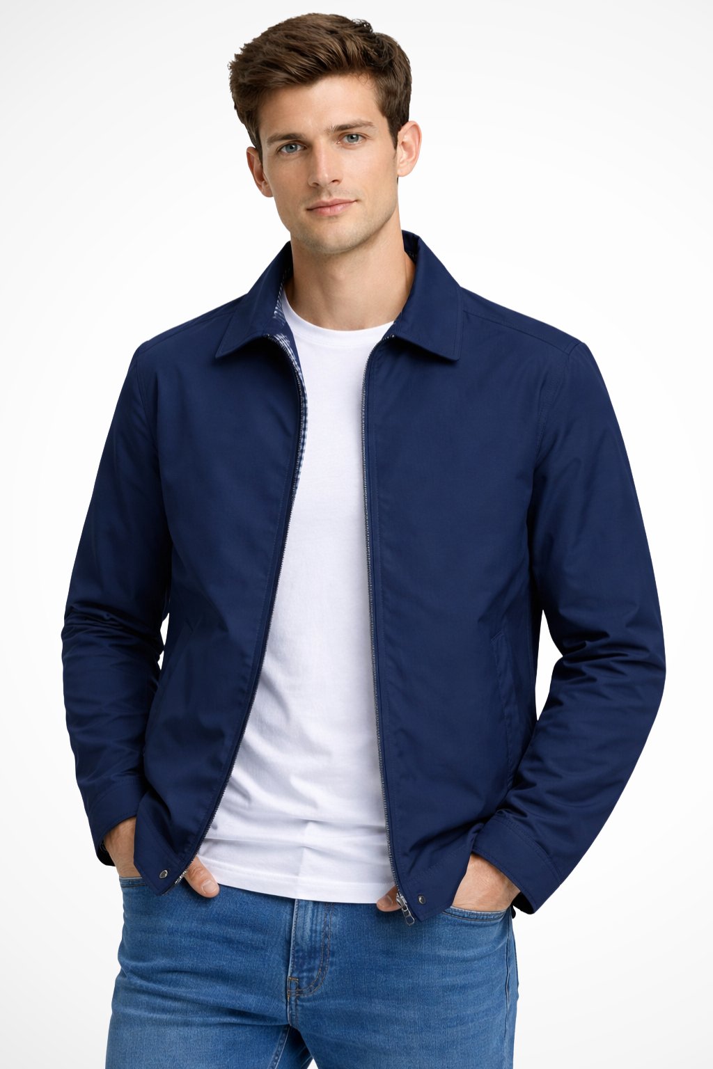 Lucas | Men's Harrington Jacket Zip Front Check Lining
