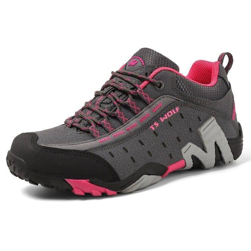Men's Hiking Shoes with Lugged Sole Lace-Up Trekking and Trail with Padded Collar Light