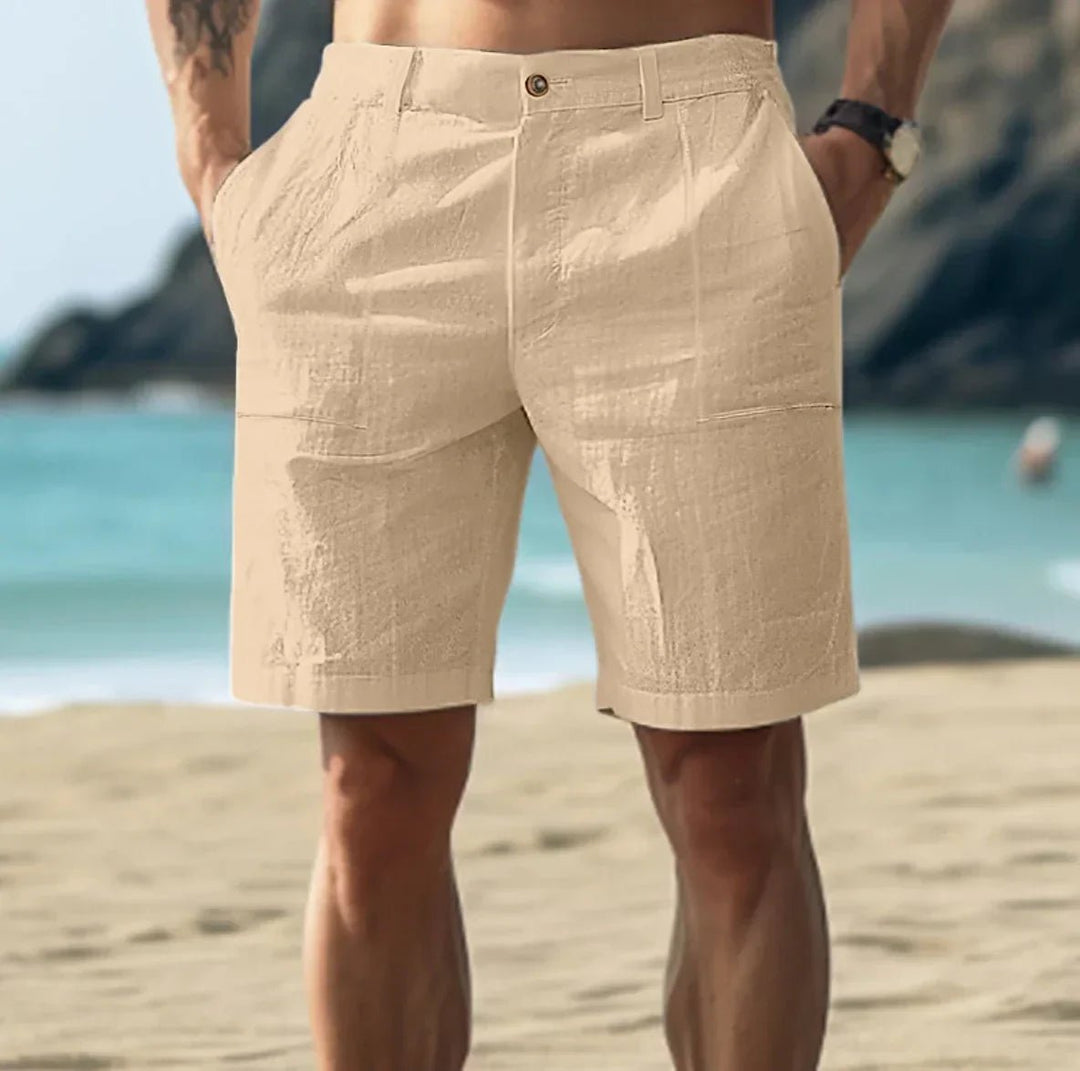 Alexander | Men's Linen Casual Shorts Flat Front Summer Chino