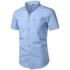 Men's short-sleeved checked shirt with button placket