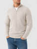 Men's Merino Wool Jumper with V-neck and Zip Detail