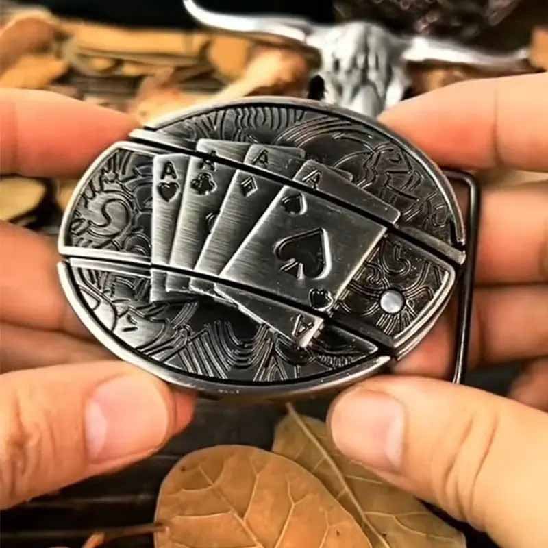 Oval Metal Cowboy Belt Buckle