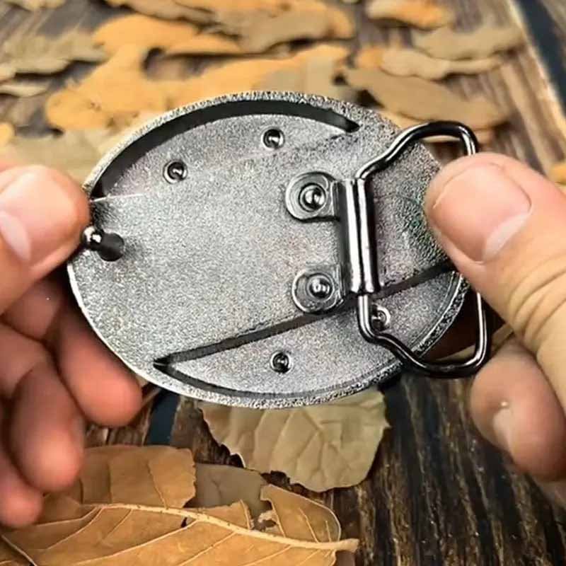 Oval Metal Cowboy Belt Buckle