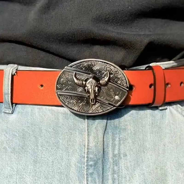 Oval Metal Cowboy Belt Buckle