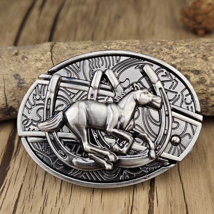 Oval Metal Cowboy Belt Buckle