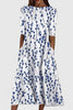 Olivia | Midi Dress Cotton Round Neck Short Sleeve A-Line Pockets