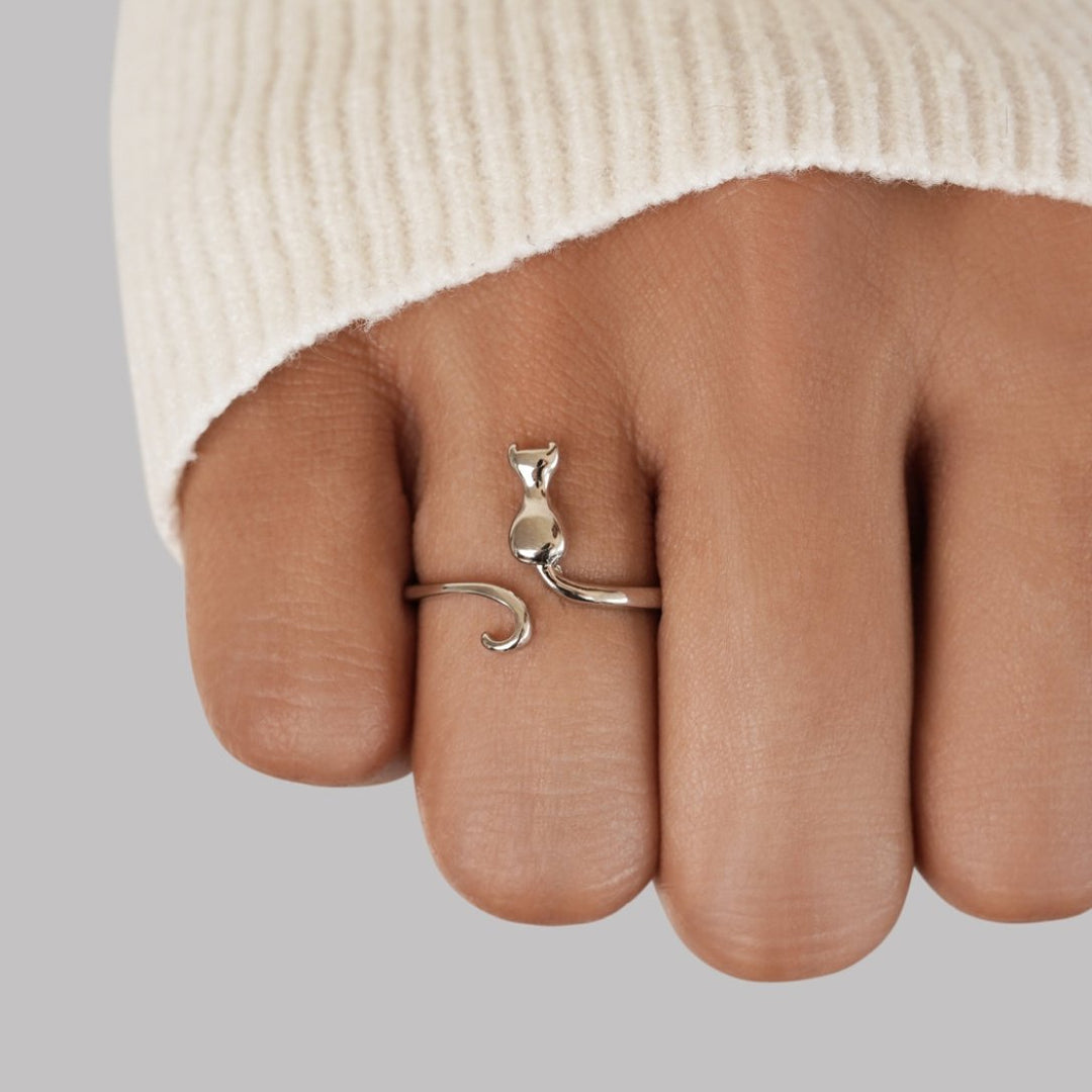 Silver ring with a refined moon