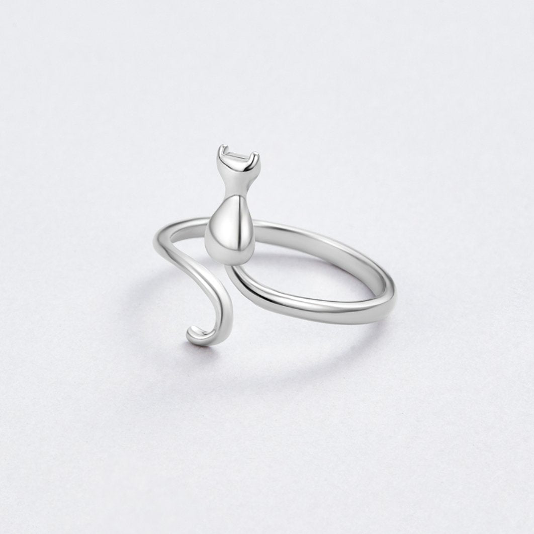 Silver ring with a refined moon