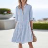 Addison | Women's Striped Button Front Midi Dress